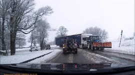 Car slides in the snow