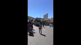 EPIC FAIL Protester fall off of police vehicle head first