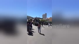 Newsflare Edit - EPIC FAIL Protester fall off of police vehicle head first