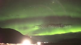realtime Aurora Northern Lights Iceland with flares and meteors
