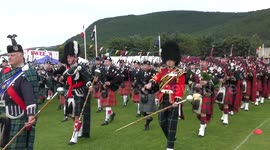 2016 Ballater Highland Games with Clan Chief Captain Alwyne Farquharson and paraddes by the massed pipe bands