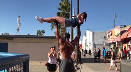 Amazing muscleman at Muscle Beach in California