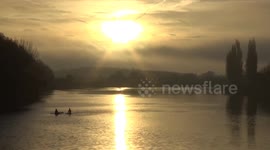 Severn Bore wave in Gloucestershire this morning