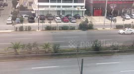 Greek Police protect Barack Obama(helicopter)
