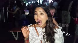 Eating fried Scorpion down Khaosan Road