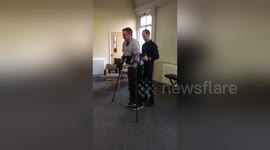 Newsflare Edit - Paralysed war veteran walks for the first time in eight years