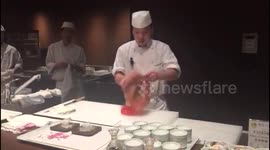 Korean chef dissects live octopus in front of guests
