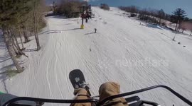 Nightmare scene as young child slips and falls 20 feet from ski lift