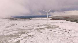 Drone Footage Of First Snow Of Season & Wind Turbines
