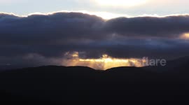 Sunrise & sun rays over Scottish highlands on morning of 6th October 2016
