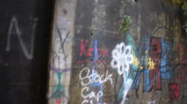 graffiti covers WWII observatory bunker