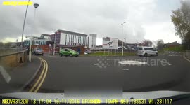 Idiot on a mini roundabout