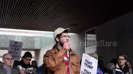Hundreds gathered at Nathan Phillips Square on Nov. 19 to protest Donald Trump in Toronto.