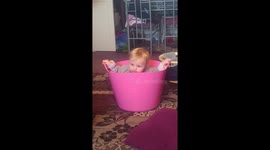 2-year-old fails to 'sail' inside a bucket