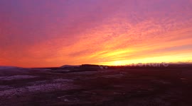 Drone footage of spectacular sunset in Northern Ireland