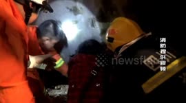 Firefighters rescue a toddler who fell into sewer
