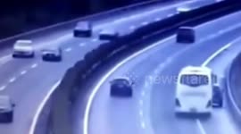 SUV is crashed by coach after couple stopping it on motorway to exchange seats