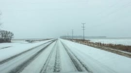 Snow starts to fall in Manitoba, Canada