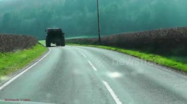 Chasing a Muck-spreader.  DashCam footage.