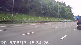 Lorry fire aftermath.