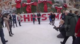 Katie Piper preforms the mannaquin challange at the Christmas Ideal Home Show
