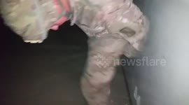 Soldier smashes through wall!