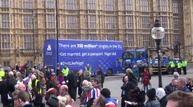 Love Bus #DoItLikeNigel seen at Brexit Rally outside Parliament