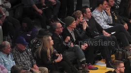 David Hasselhoff and Flea are spotted at the Lakers vs Thunder game at the Staples Center in Los Angeles, CA