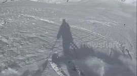 Skier's dramatic POV being consumed by avalanche in France
