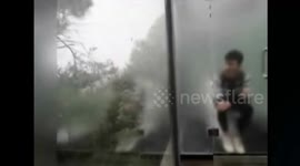 Toilet with transparent glass walls in China