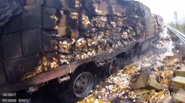 Thousands of eggs fried in lorry fire