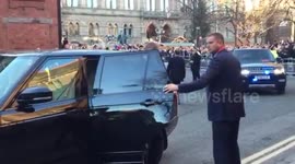 Duke and Duchess of Cambridge arrive at Duke of Westminster's memorial