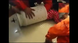 Girl gets stuck in washing machine