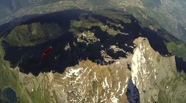 Extreme Wingsuiting close to mountains