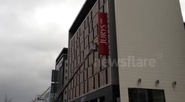Wind Causes Damage To The Jury's Inn In Milton Keynes.