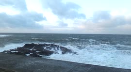 Storm surge waves Holyhead North Wales