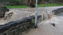 River overflowing in North Wales after rain fall
