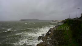 Plymouth  Devon, Being battered by raging storm winds and rain two days before christmas