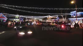 Wakefield Court Winter Wonderland Christmas Lightshow Traffic Timelapse V13481