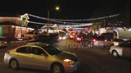 Wakefield Court Winter Wonderland Christmas Lightshow Traffic Timelapse V13482