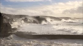 Massive waves hit Cornish coast