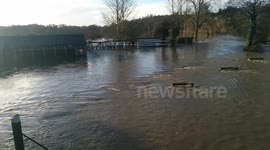 Flooding in Guildford, Surrey, UK on Christmas Day