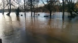 Flooding in Guildford, Surrey, UK on Christmas Day