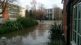 Flooding in Guildford, Surrey, UK on Christmas Day