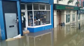 Flooding in Guildford, Surrey, UK on Christmas Day