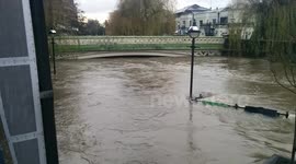 Flooding in Guildford, Surrey, UK on Christmas Day