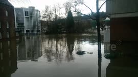 Flooding in Guildford, Surrey, UK on Christmas Day