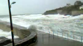 Porthleven Harbour New Year 2014 big waves
