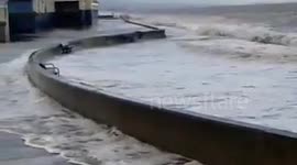 Prestatyn Rhyl 3.1.2014 - UK Wales Tidal Surge Flood high tide waves