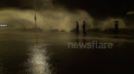 Part 2 of 3. General Action. Rough evening seas and flooded roads.